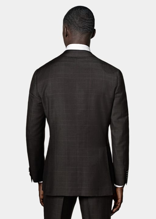 Dark Brown Checked Tailored Fit Havana Suit