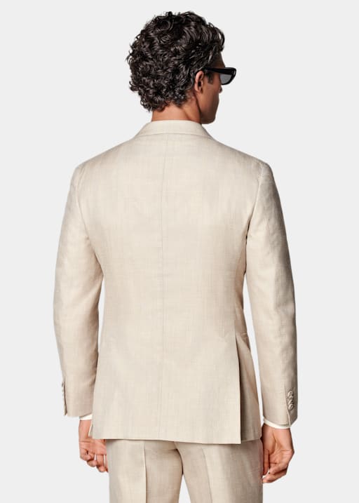 Sand Herringbone Tailored Fit Havana Suit