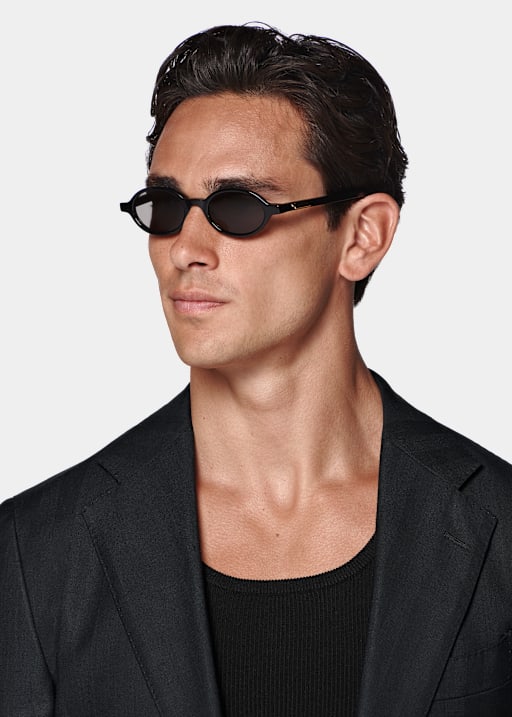 Navy Herringbone Tailored Fit Havana Suit