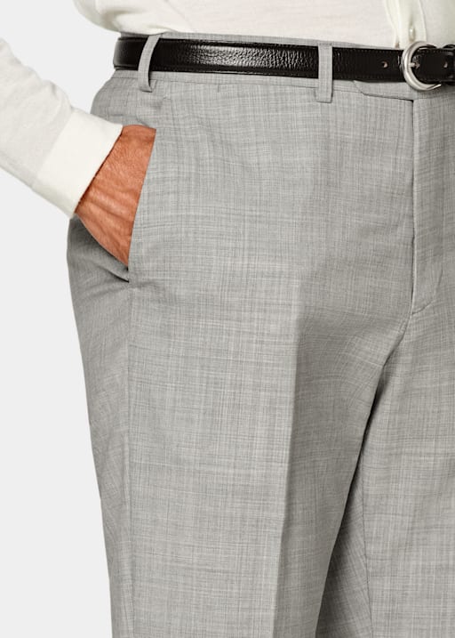 Pantalones de traje gris claro Slim Leg Tapered