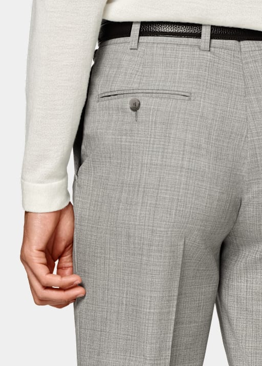 Light Grey Perennial Slim Leg Tapered Suit Trousers
