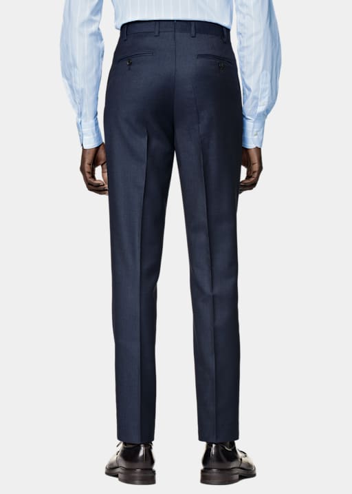 Pantalon de costume Brescia Slim Leg Straight bleu marine œil-de-perdrix