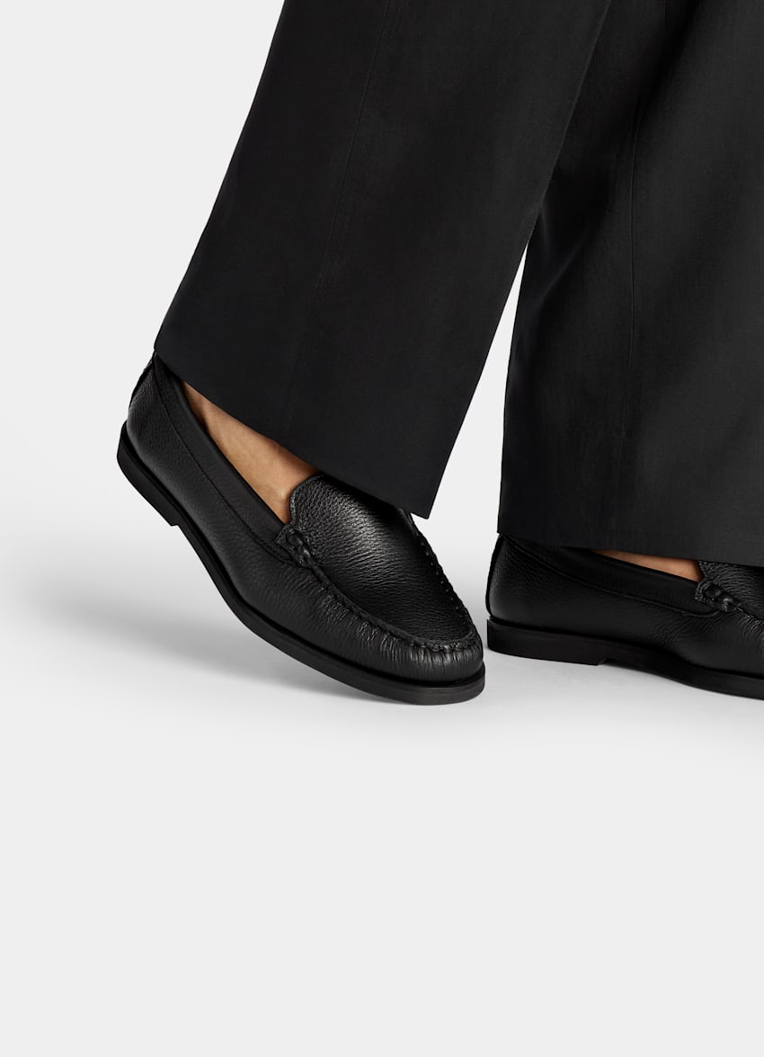 SUITSUPPLY Deer Leather Black Loafer