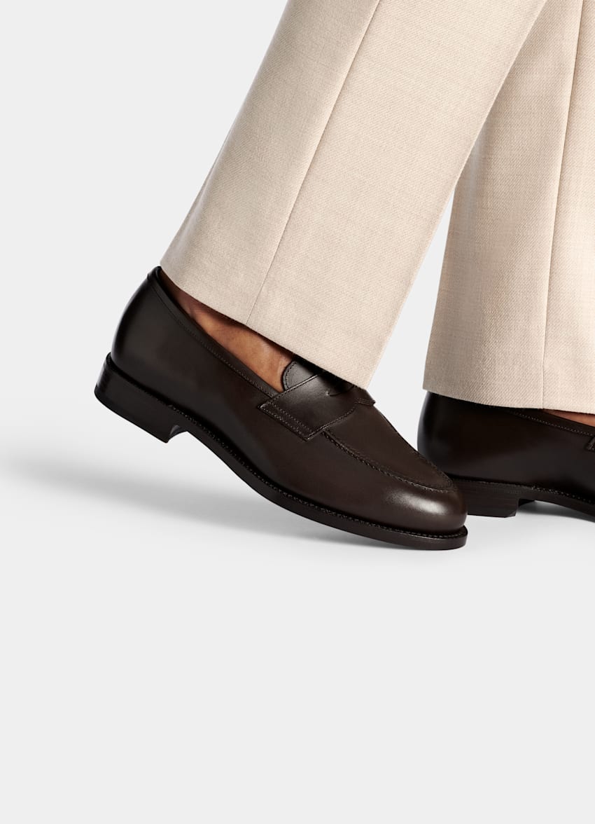 SUITSUPPLY Italian Calf Leather Dark Brown Penny Loafer