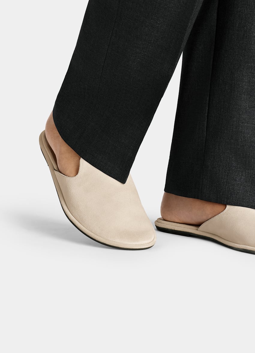 SUITSUPPLY Italian Calf Suede Brown Slide