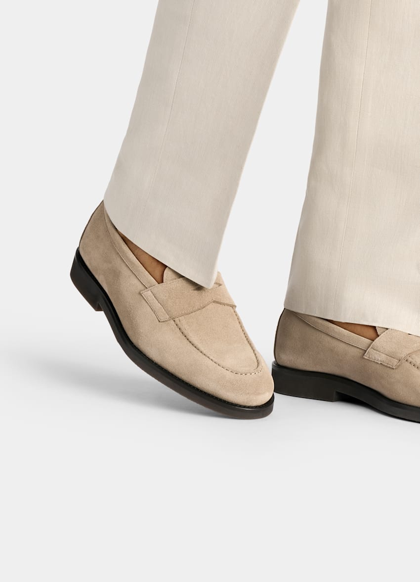 SUITSUPPLY Velourleder Pennyloafer Sandfarben