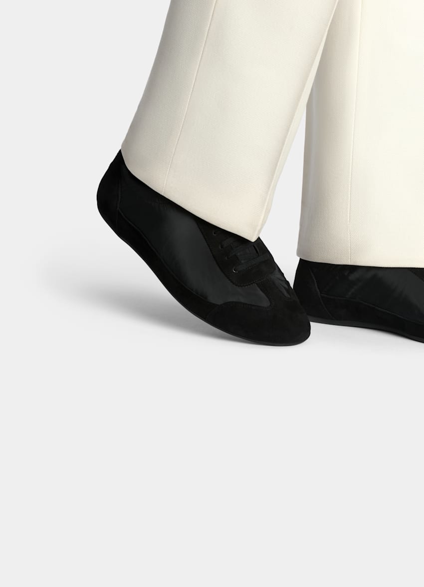 SUITSUPPLY Suede & Technical Fabric Black Sneaker