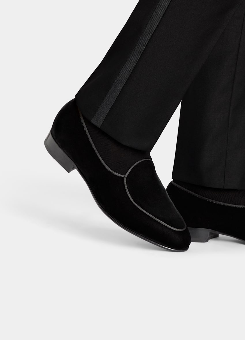 SUITSUPPLY Cotton Velvet Black Tuxedo Slip-On