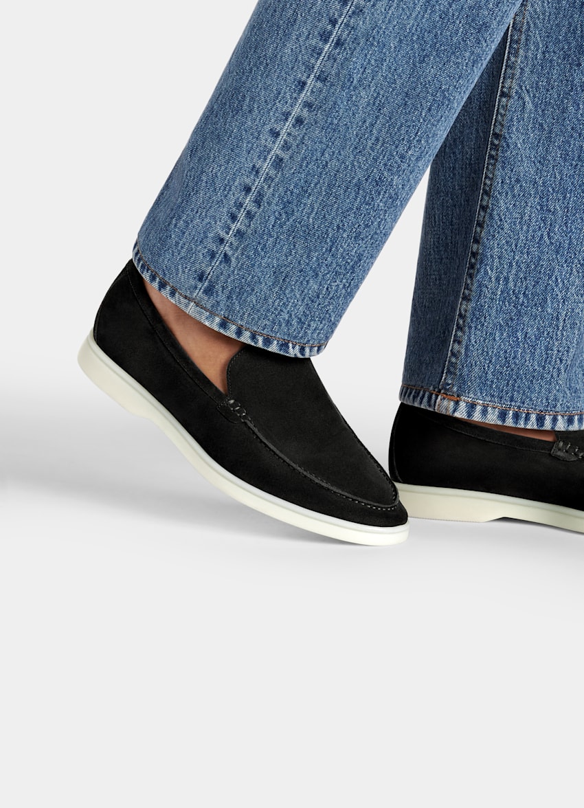 SUITSUPPLY Cuir de veau italien suédé Mocassins noirs