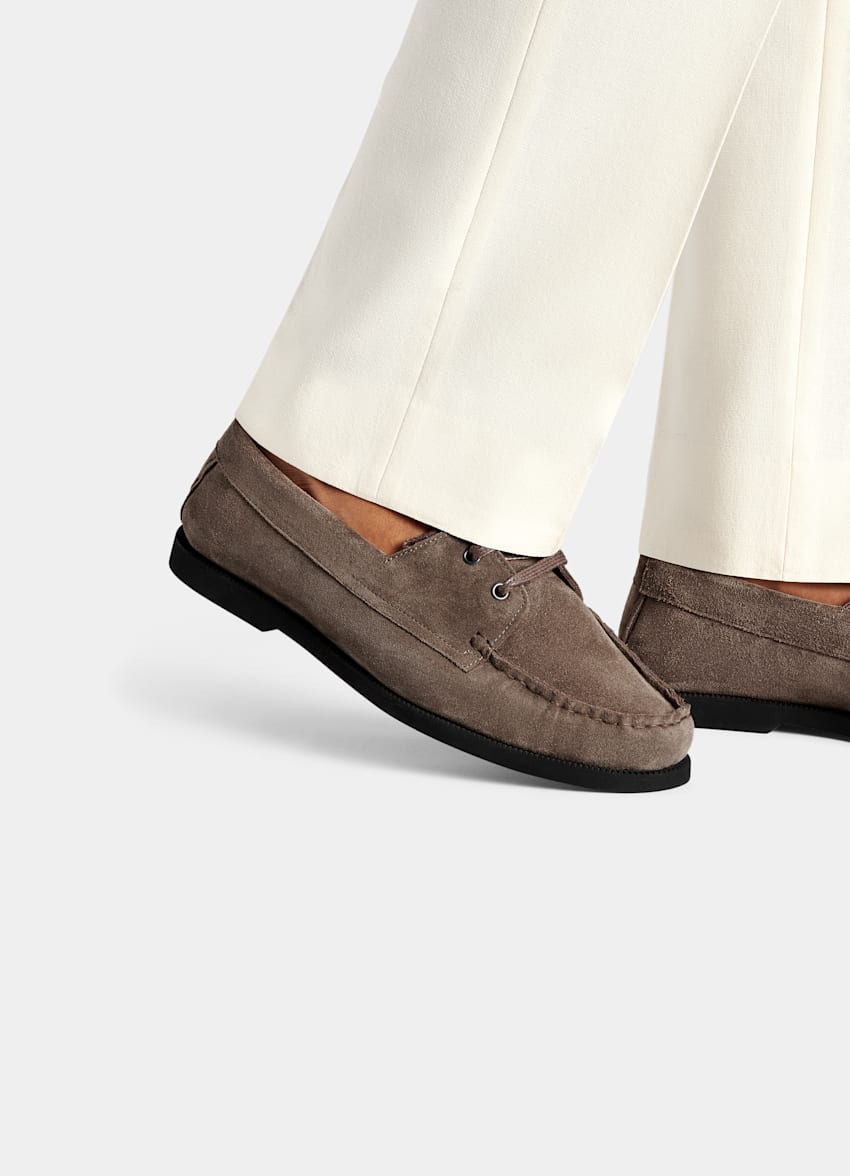 SUITSUPPLY Italian Calf Suede Taupe Loafer