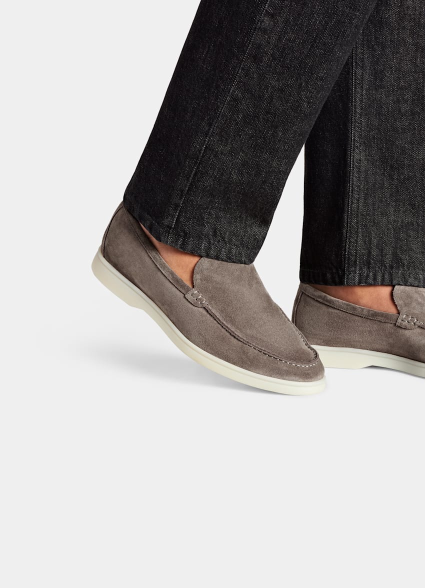 SUITSUPPLY Italian Calf Suede Taupe Loafer