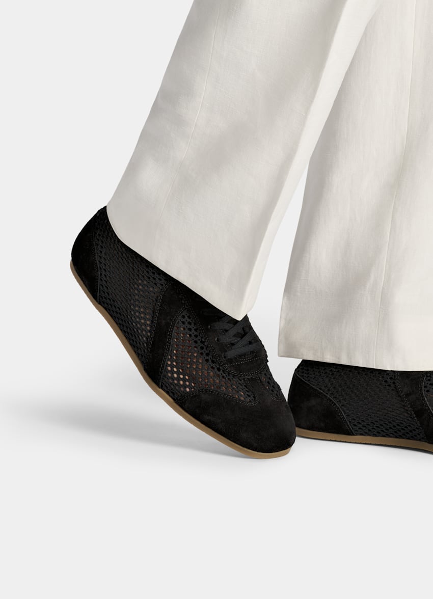 SUITSUPPLY Suede & Mesh Black Sneaker