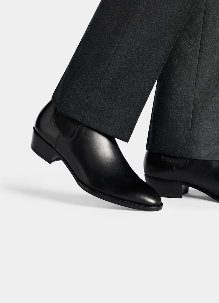 SUITSUPPLY Italian Calf Leather Black Boot