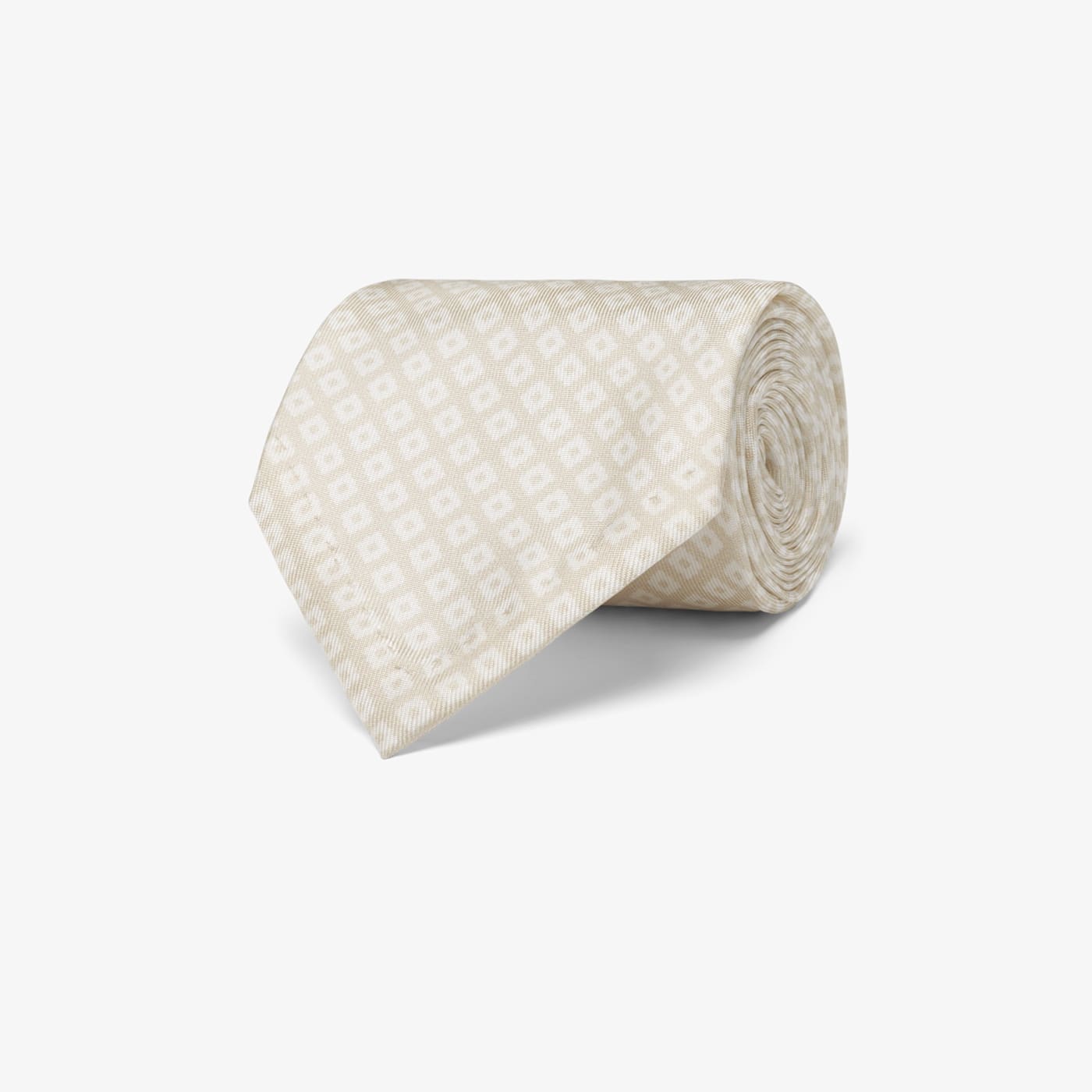 Suitsupply Light Brown Graphic Tie In White