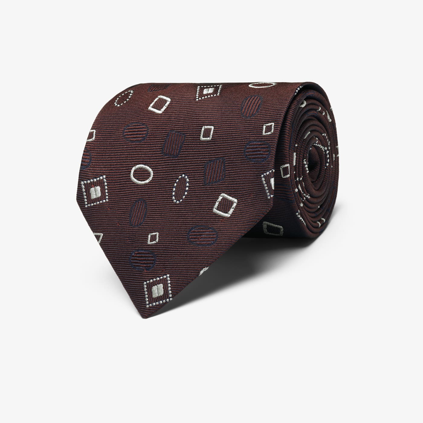Suitsupply Dark Red Graphic Tie In Brown