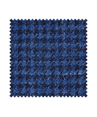 SUITSUPPLY  Mid Blue Houndstooth Wool Silk Linen