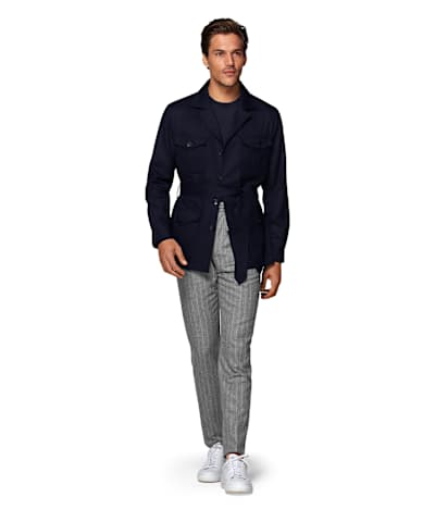 SUITSUPPLY  Navy Relaxed Fit Safari Jacket