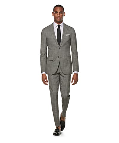 SUITSUPPLY  Mid Grey Houndstooth Tailored Fit Havana Blazer
