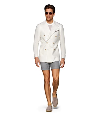 SUITSUPPLY  Off-White Checked Tailored Fit Havana Blazer