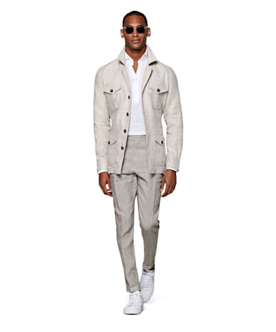 SUITSUPPLY  Light Brown Relaxed Fit Safari Jacket