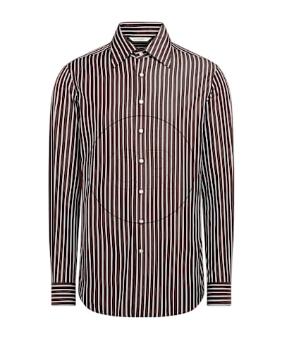 SUITSUPPLY  Brown Striped Point Collar Shirt