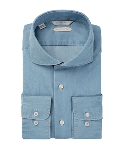 SUITSUPPLY  Mid Blue Slim Fit Shirt