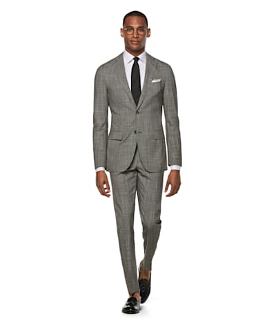 Mid Grey Houndstooth Havana Suit in Wool Silk Traveller | SUITSUPPLY ...