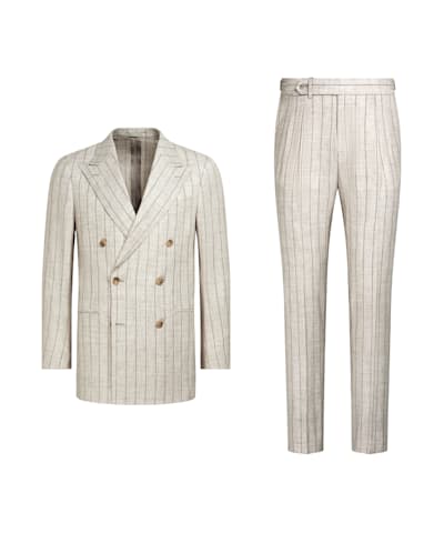 SUITSUPPLY  Havana 砂砾色条纹西装