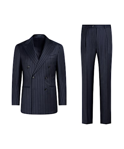 SUITSUPPLY  Navy Striped Tailored Fit Havana Suit