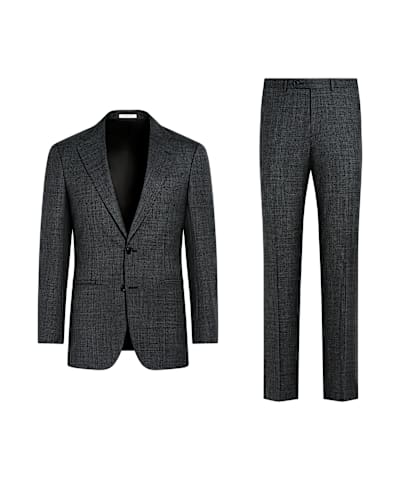 SUITSUPPLY  Dark Grey Houndstooth Perennial Tailored Fit Havana Suit