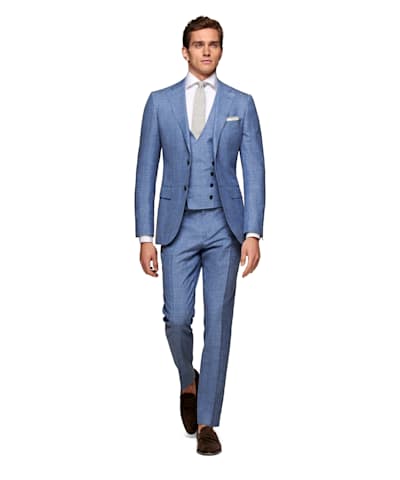 Light Blue Lazio Suit in Wool Silk Linen | SUITSUPPLY US
