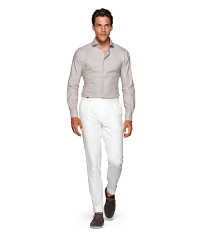 SUITSUPPLY  Off-White Slim Leg Tapered Trousers