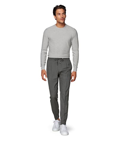 SUITSUPPLY   Mid Grey Slim Leg Tapered Pants