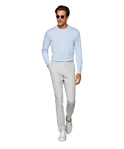 SUITSUPPLY  Light Grey Houndstooth Soho Trousers