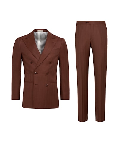 SUITSUPPLY  Dark Orange Herringbone Tailored Fit Havana Suit