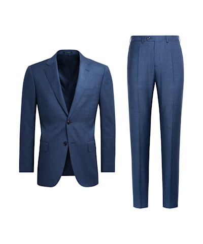 SUITSUPPLY  Mid Blue Perennial Tailored Fit Napoli Suit