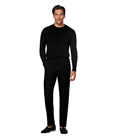 SUITSUPPLY  Black Slim Leg Tapered Trousers