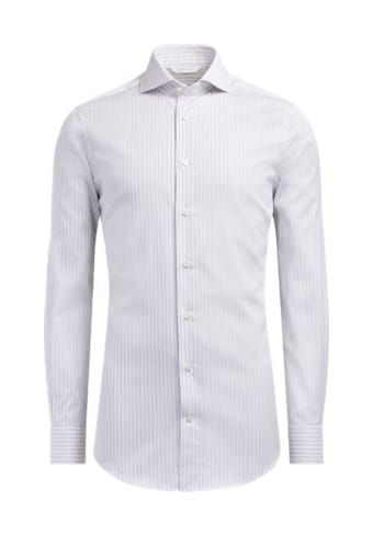 SUITSUPPLY  Chemise en twill coupe très ajustée gris clair à rayures