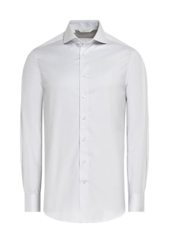 SUITSUPPLY  Light Grey Striped Twill Slim Fit Shirt