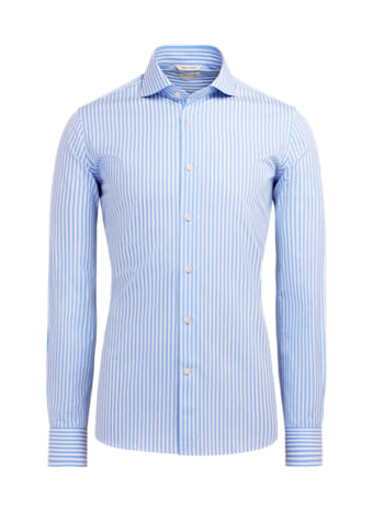 SUITSUPPLY  Light Blue Striped Twill Slim Fit Shirt
