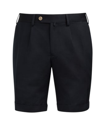 SUITSUPPLY  Bennington marinblå plisserade shorts