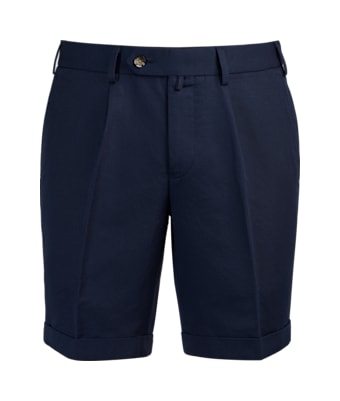 SUITSUPPLY  Navy Pleated Bennington Shorts