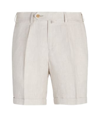 SUITSUPPLY  Light Brown Pleated Bennington Shorts