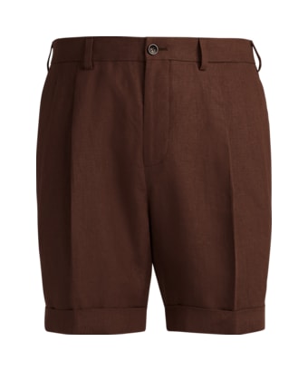 SUITSUPPLY  Brown Pleated Bosa Shorts