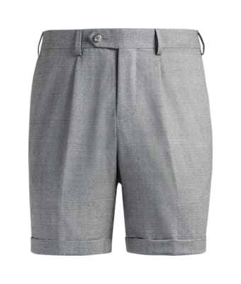 SUITSUPPLY  Grey Pleated Bennington Shorts