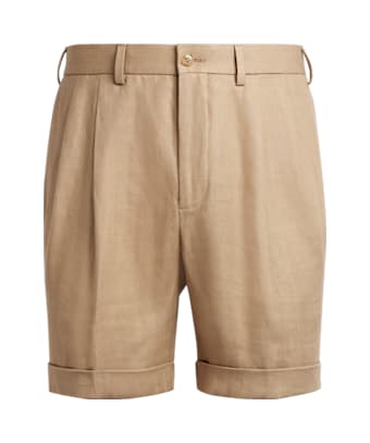 SUITSUPPLY  Mid Brown Pleated Bosa Shorts