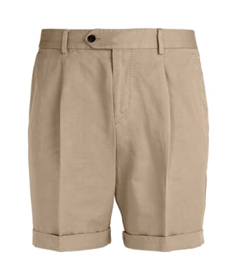 SUITSUPPLY  Light Brown Pleated Campo Shorts
