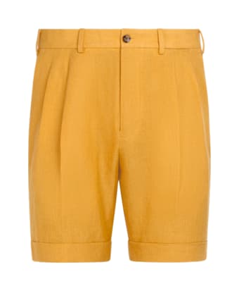SUITSUPPLY  Yellow Pleated Bosa Shorts
