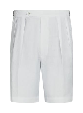 SUITSUPPLY  White Pleated Mira Shorts