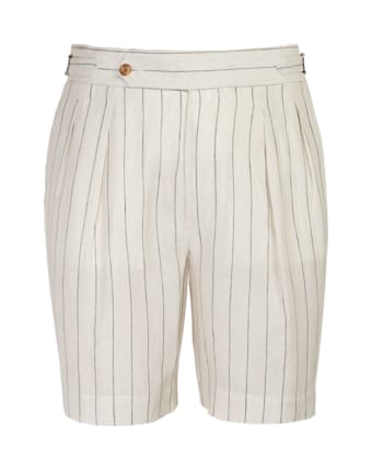 SUITSUPPLY  Off-White Striped Pleated Bari Shorts